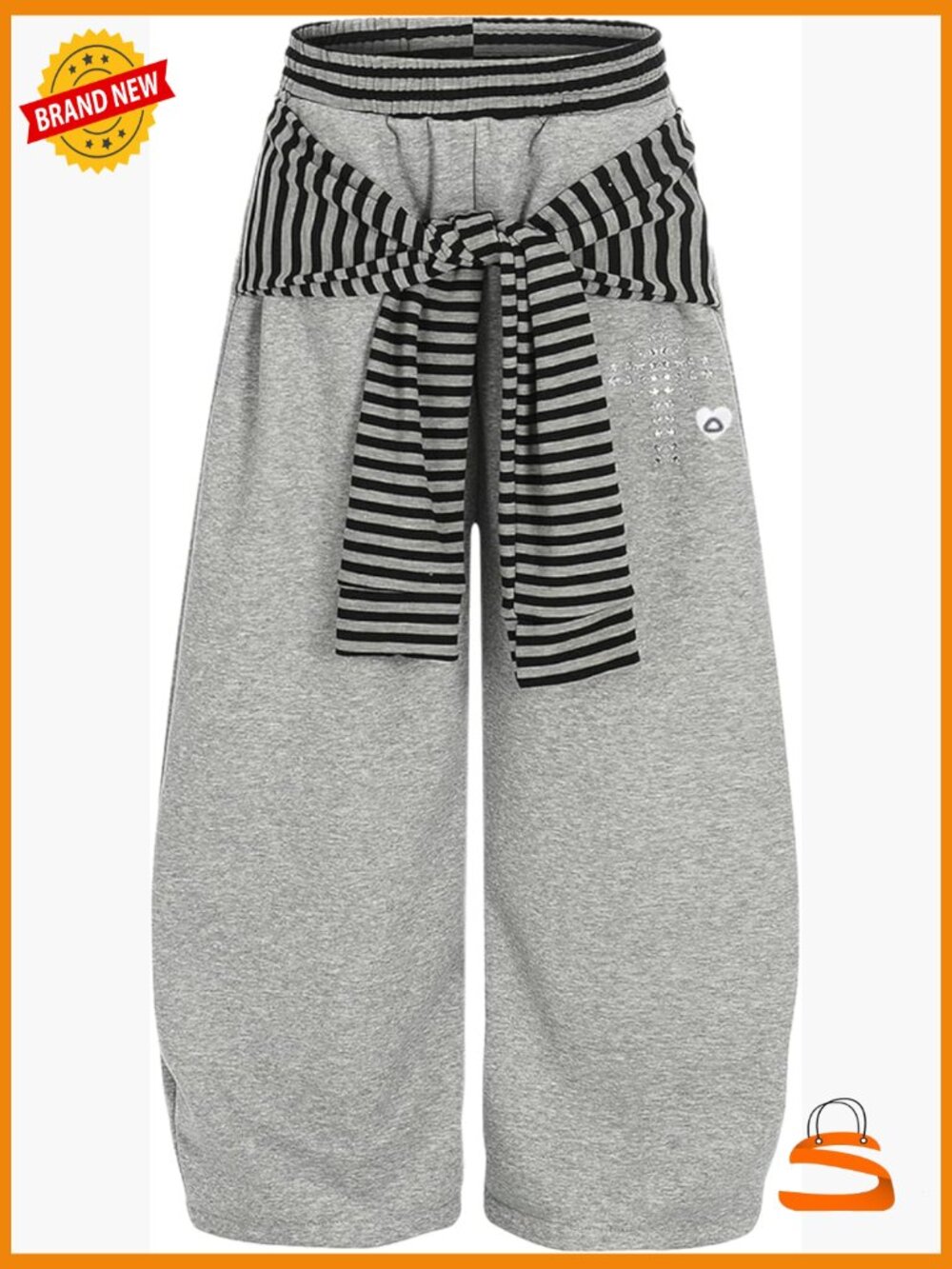 Stripe Layered Baggy Barrel Sweatpants Y2k Casual Wide Leg Lounge Trouser